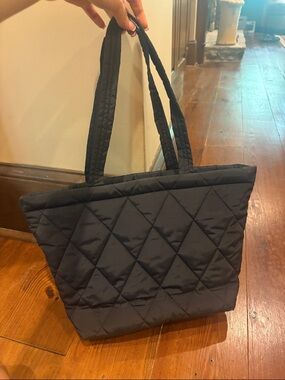 Vera Bradley Quilted Black Small East West Tote- Moonless Night